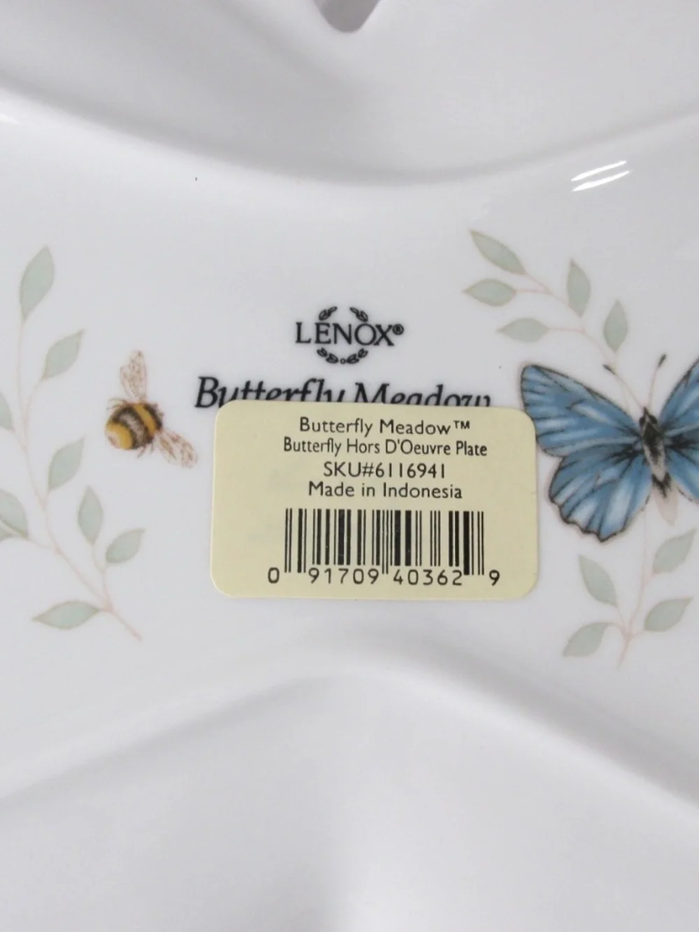 Lenox Fine Porcelain Butterfly Meadow Hors D'oeuvre Appetizer Dish Plate w/ Box